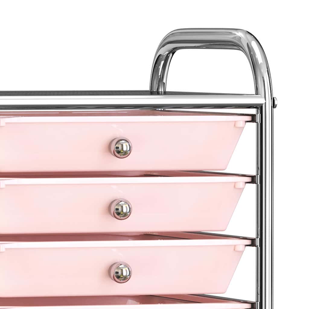 vidaXL 10-Drawer Mobile Storage Trolley Ombre Pink Plastic 5