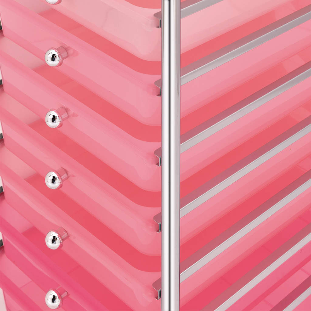 vidaXL 10-Drawer Mobile Storage Trolley Ombre Pink Plastic 6