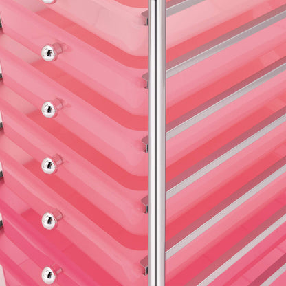 vidaXL 10-Drawer Mobile Storage Trolley Ombre Pink Plastic 6
