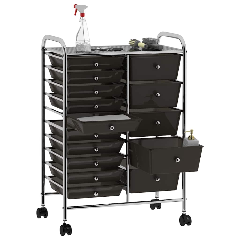 vidaXL XXL 15-Drawer Mobile Storage Trolley Plastic
