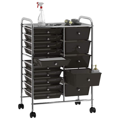 vidaXL XXL 15-Drawer Mobile Storage Trolley Plastic