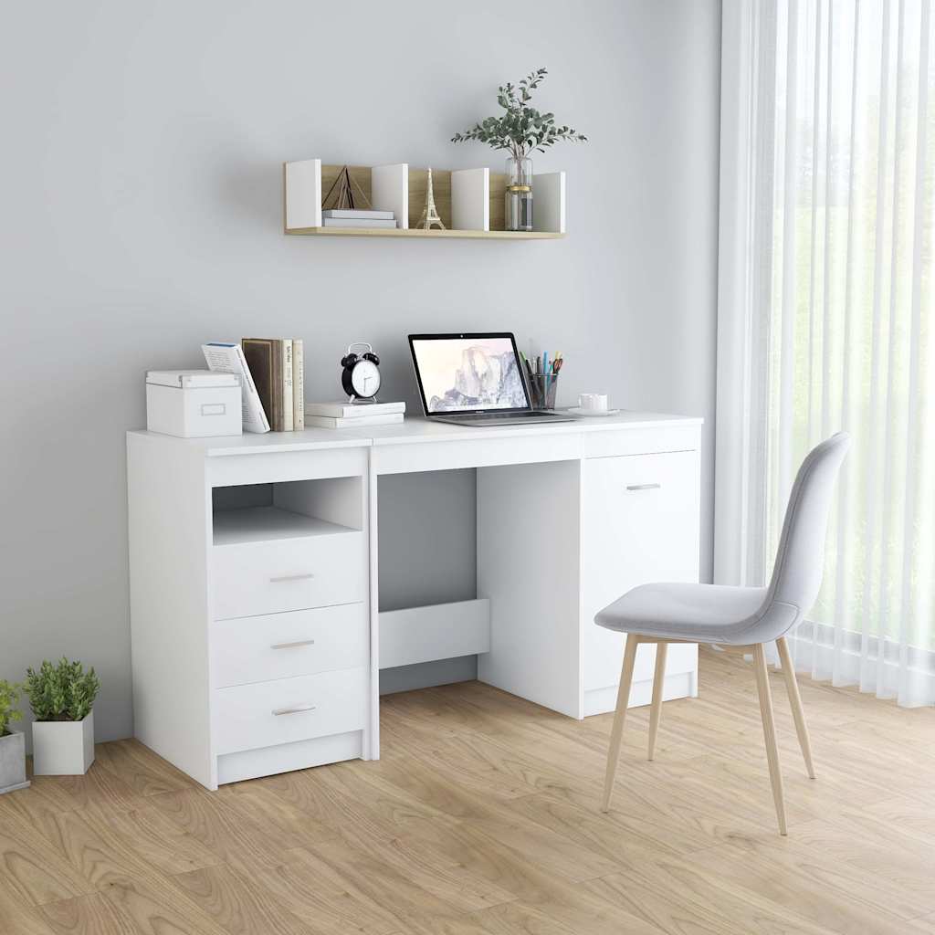 Desk 140x50x76 cm Engineered Wood White