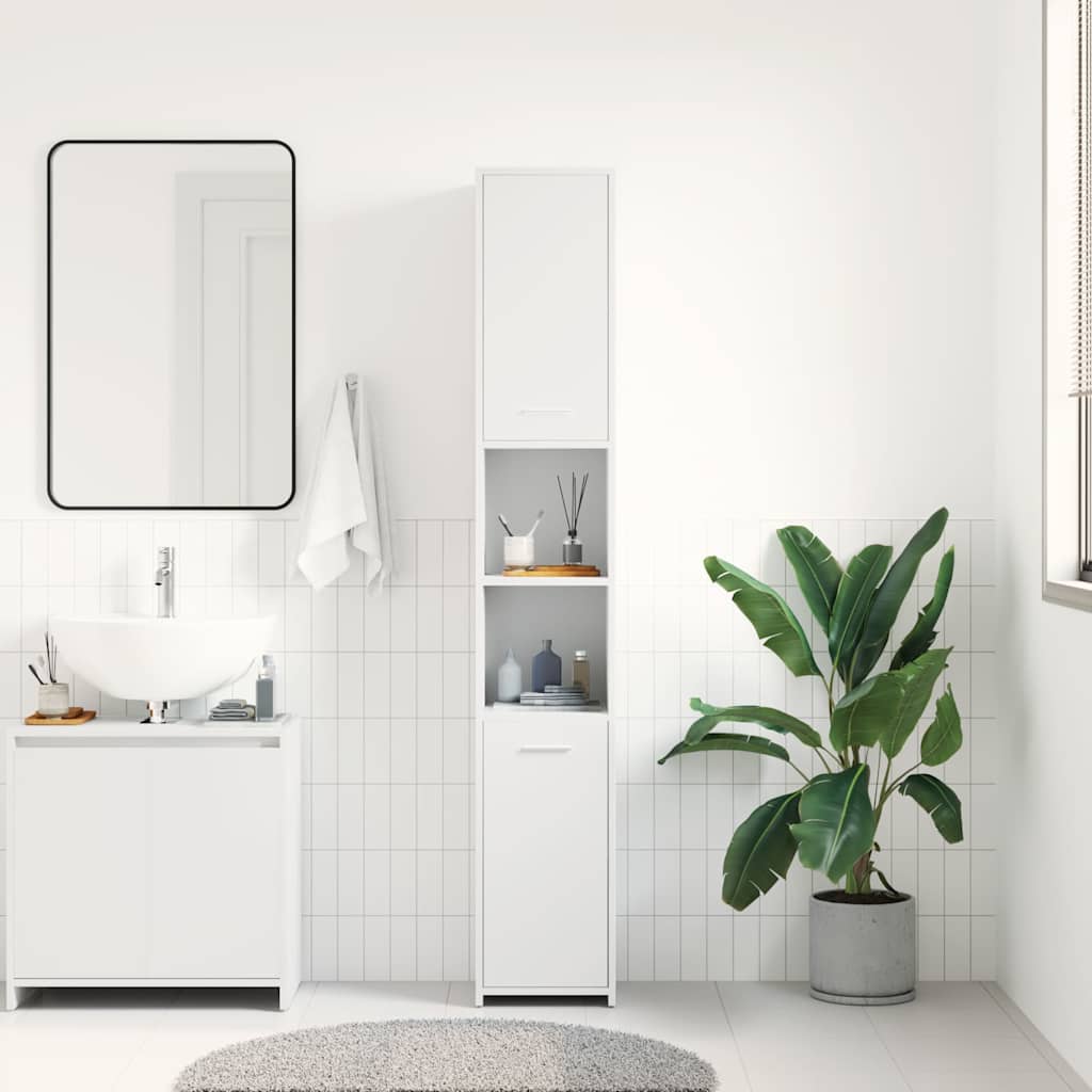 Bathroom Cabinet 30x30x183,5 cm Engineered Wood White With handle