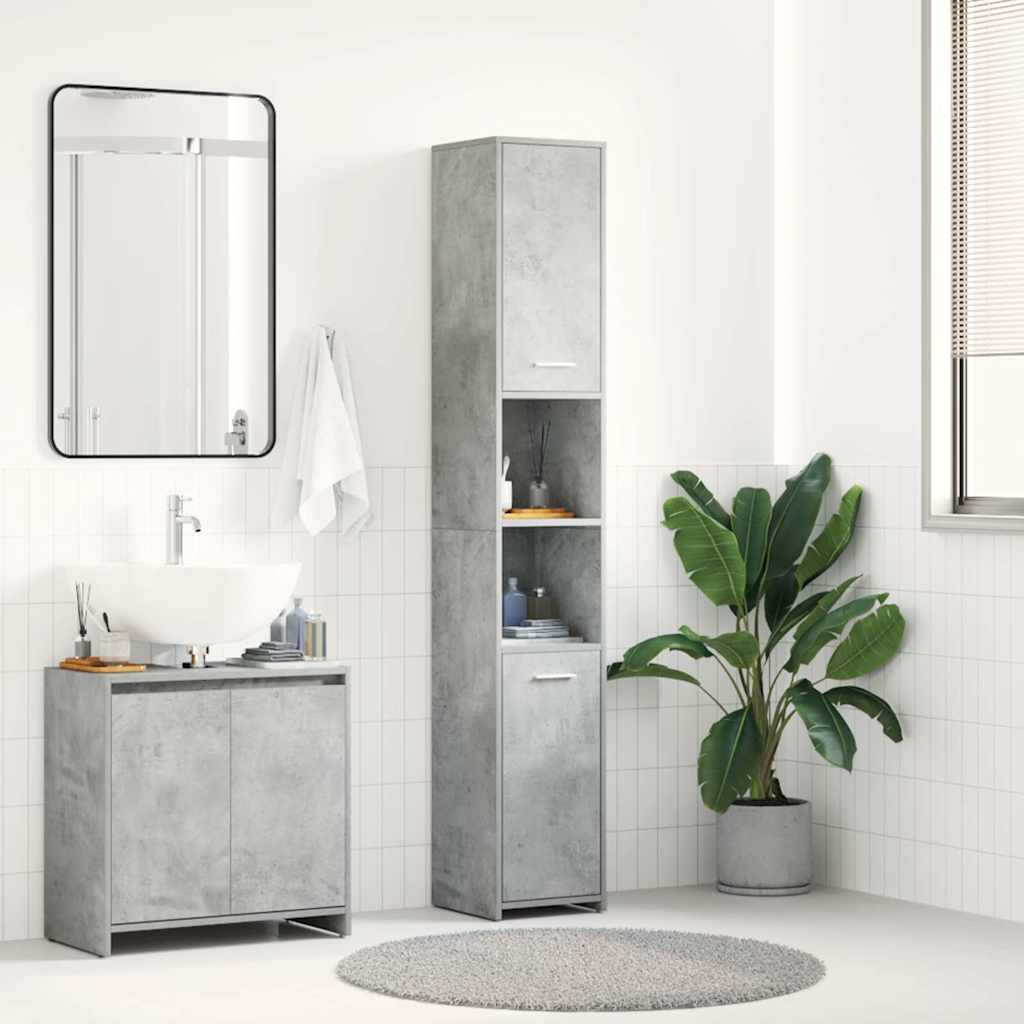 Bathroom Cabinet Concrete Grey Engineered Wood