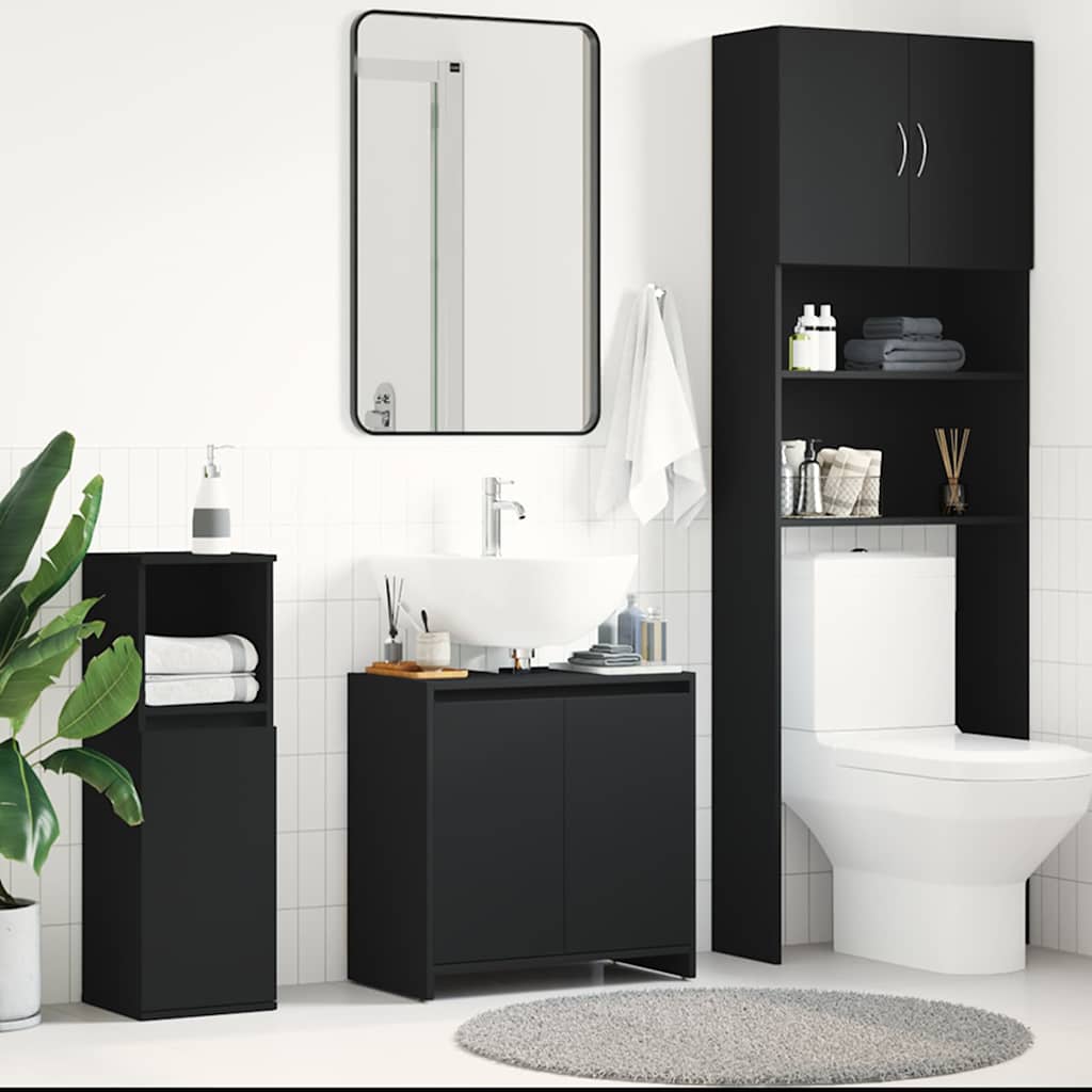 vidaXL Bathroom Cabinet Black 60x33x60 cm Engineered Wood 1