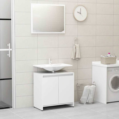 3 Piece Bathroom Furniture Set Engineered Wood White