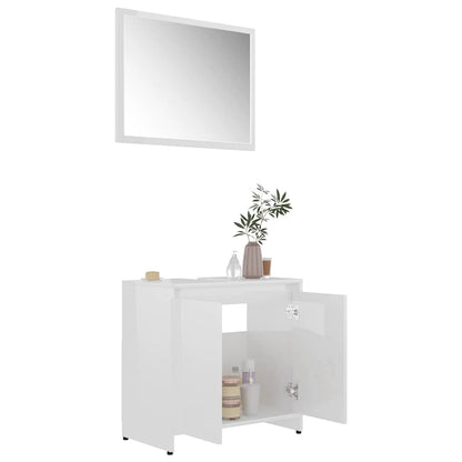 vidaXL Bathroom Furniture Set | High gloss white | Engineered Wood | Standard 3