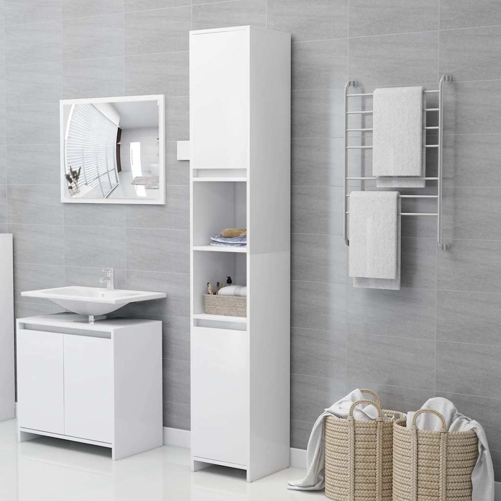 Bathroom Cabinet 30x30x183,5 cm Engineered Wood White Without handle