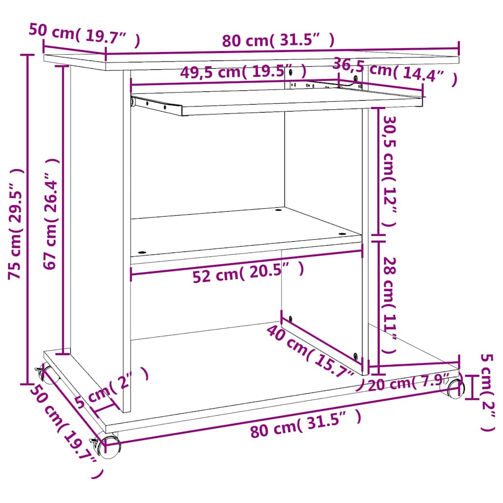 vidaXL Computer Desk | White | Engineered wood | Compact | Pull-Out 6