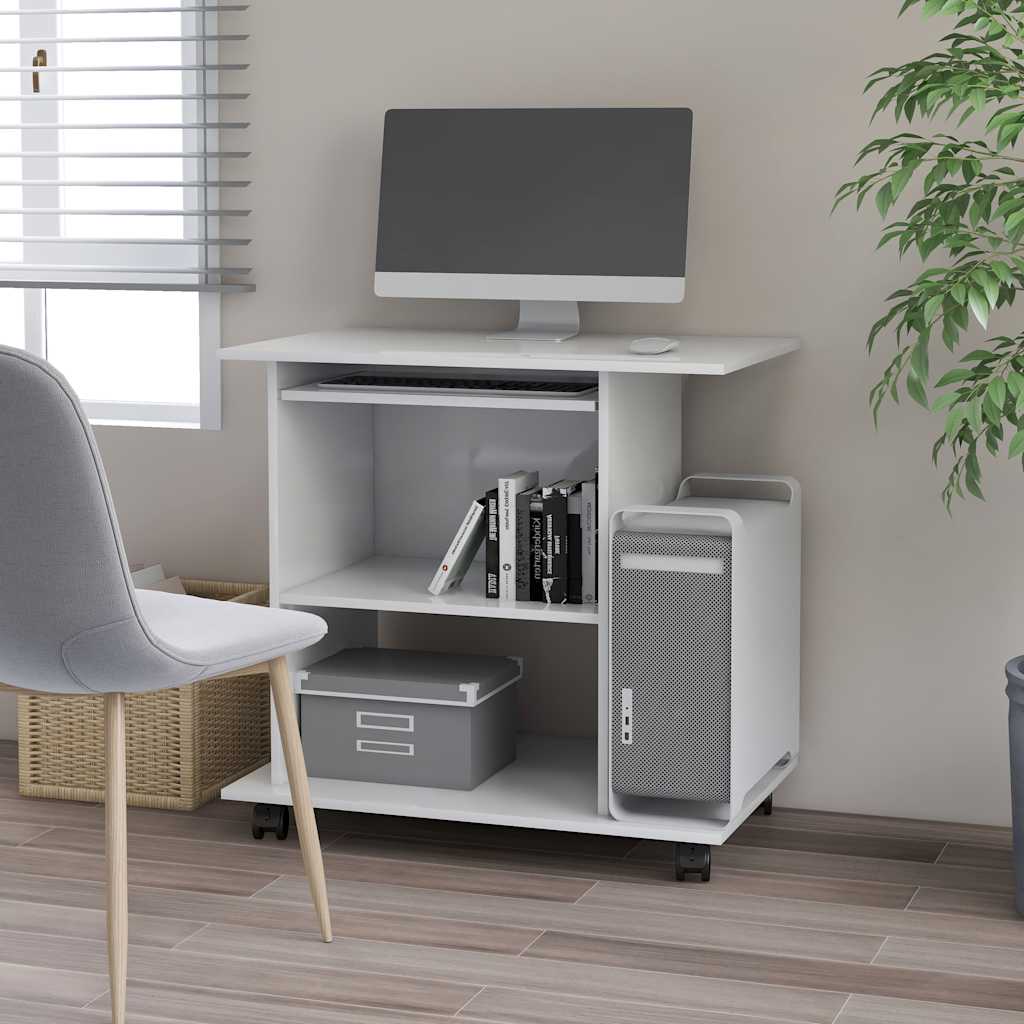 vidaXL Computer Desk | White | Engineered wood | Compact | Pull-Out 1