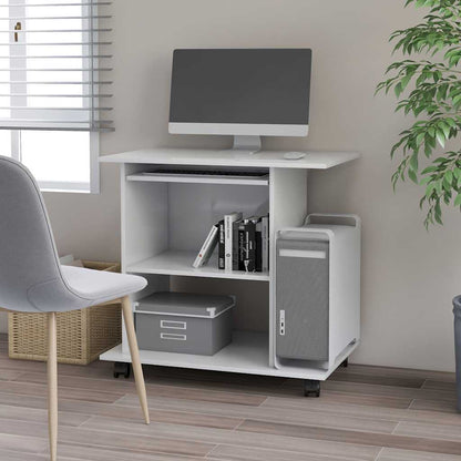 vidaXL Computer Desk | White | Engineered wood | Compact | Pull-Out 1