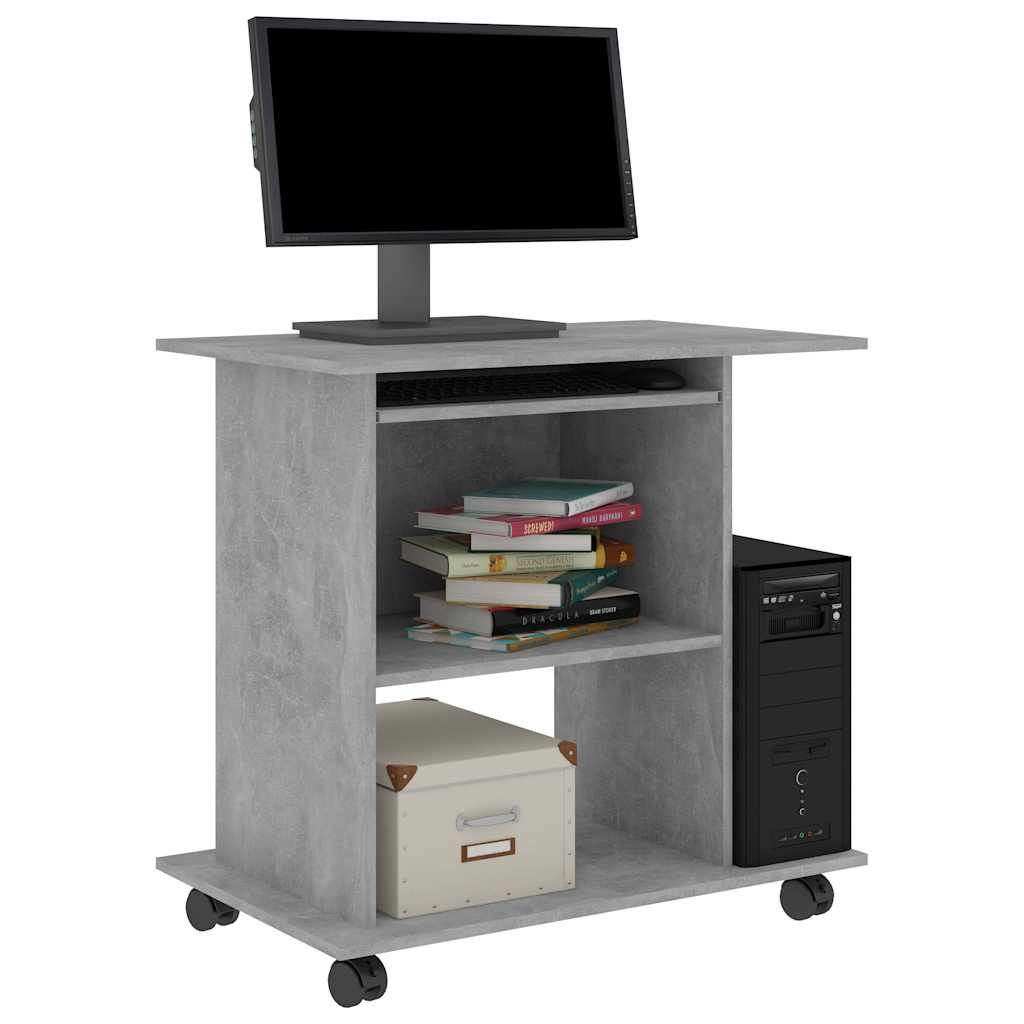 vidaXL Computer Desk | Concrete Grey | Engineered Wood | Compact 3
