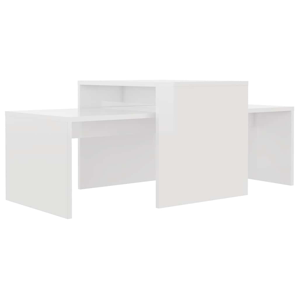 vidaXL Coffee Table Set High Gloss White 100x48x40 cm Engineered Wood 2