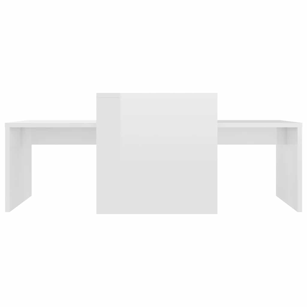 vidaXL Coffee Table Set High Gloss White 100x48x40 cm Engineered Wood 4