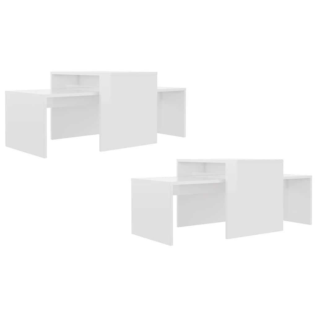 vidaXL Coffee Table Set High Gloss White 100x48x40 cm Engineered Wood 5