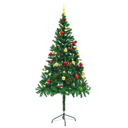 vidaXL Artificial Pre-lit Christmas Tree with Baubles Green 180 cm 5