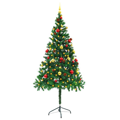 vidaXL Artificial Pre-lit Christmas Tree with Baubles Green 180 cm 6