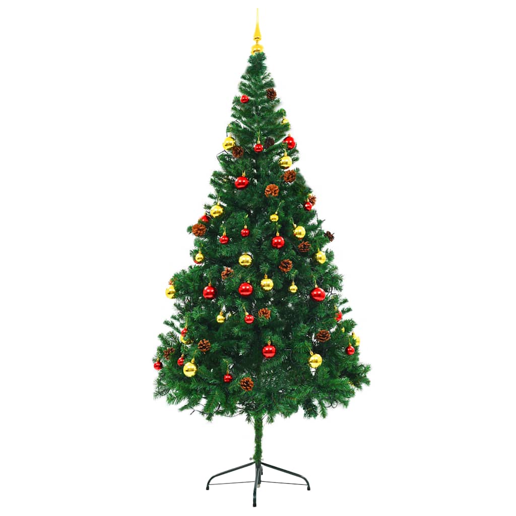 vidaXL Artificial Pre-lit Christmas Tree with Baubles Green 210 cm 5