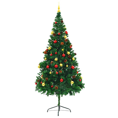 vidaXL Artificial Pre-lit Christmas Tree with Baubles Green 210 cm 5