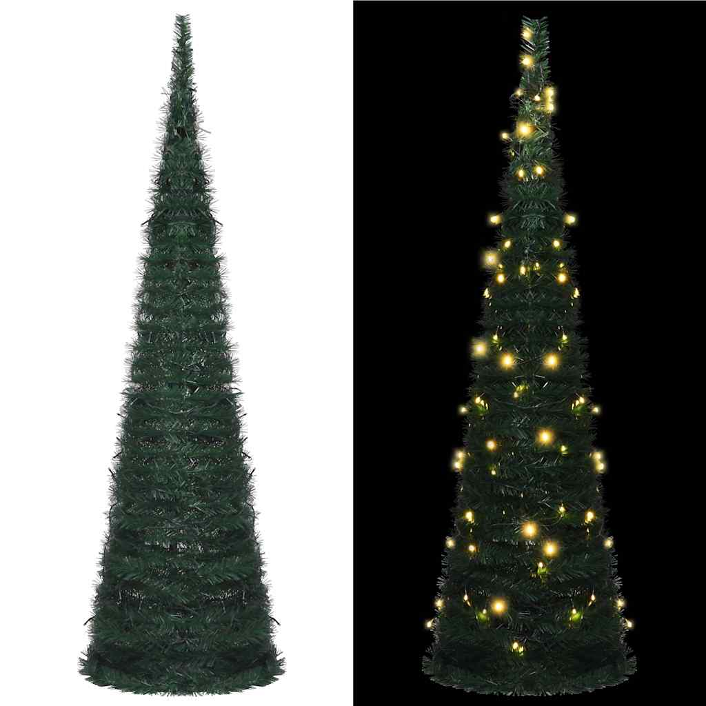 vidaXL Pop-up String Artificial Pre-lit Christmas Tree Green 210 cm 2