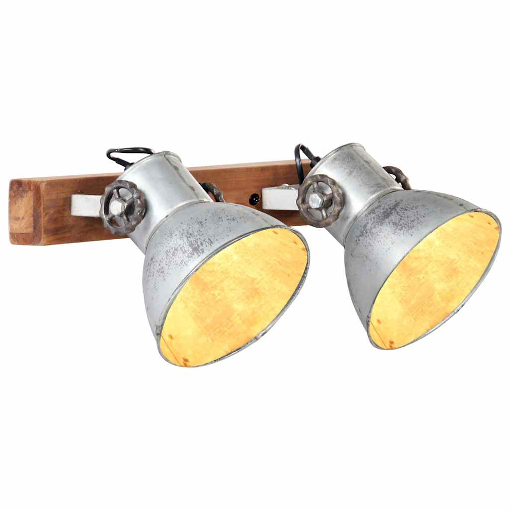 vidaXL Wall Lamp | Silver and brown | Iron and solid mango wood | 45 x 25 cm 1