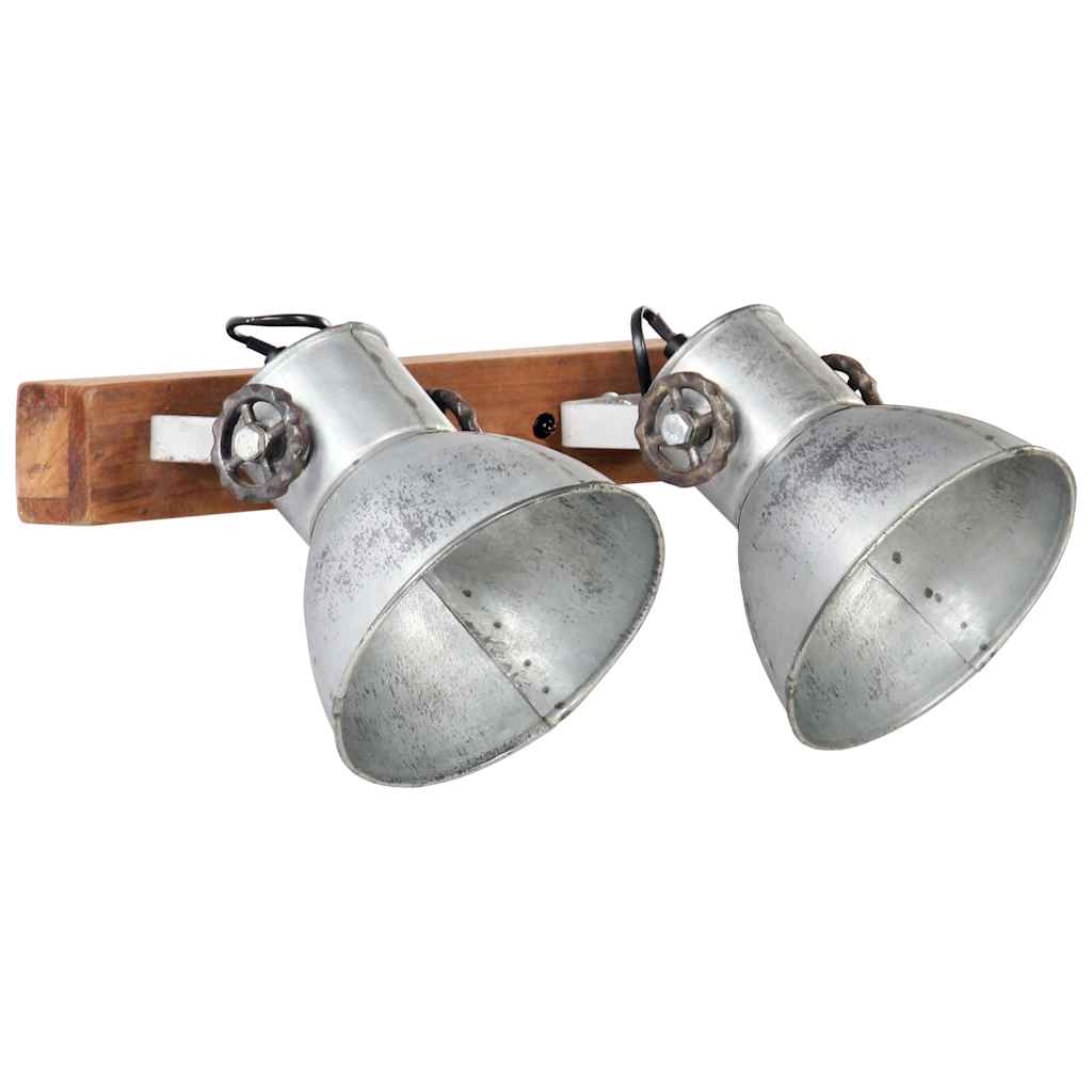 vidaXL Wall Lamp | Silver and brown | Iron and solid mango wood | 45 x 25 cm 2