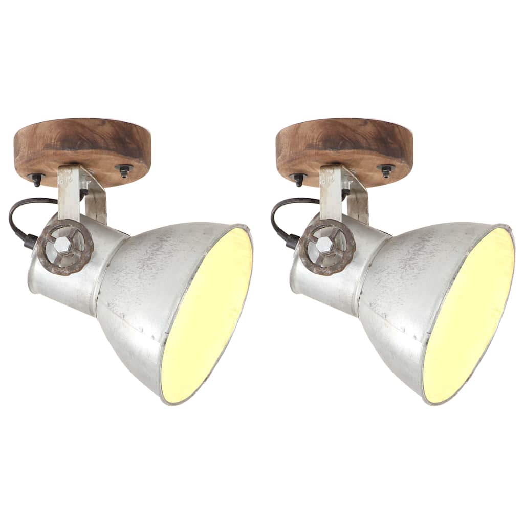 vidaXL Industrial Wall/Ceiling Lamps 2 pcs Silver 20x25 cm E27 1