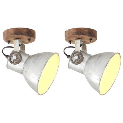 vidaXL Industrial Wall/Ceiling Lamps 2 pcs Silver 20x25 cm E27 1