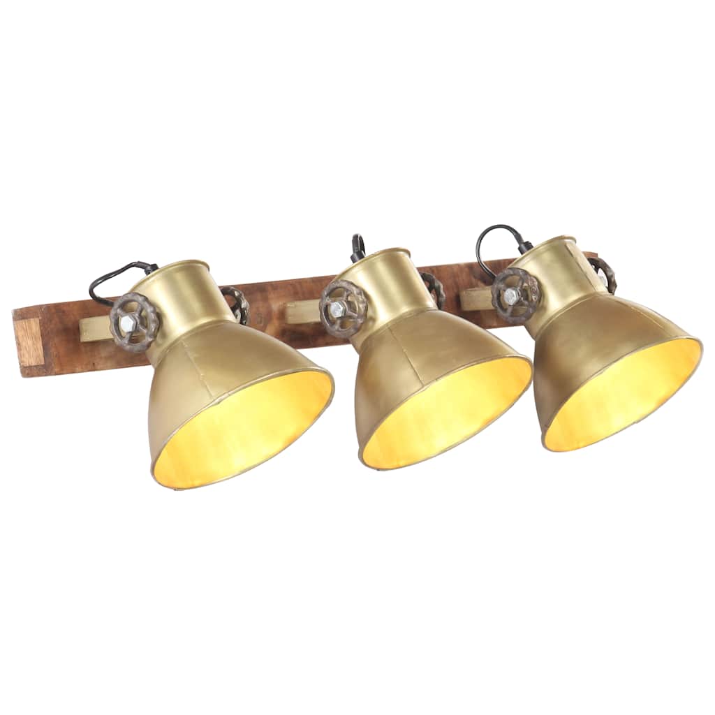 vidaXL Wall Lamp | Brass and brown | Iron, Solid Mango Wood | Medium 1