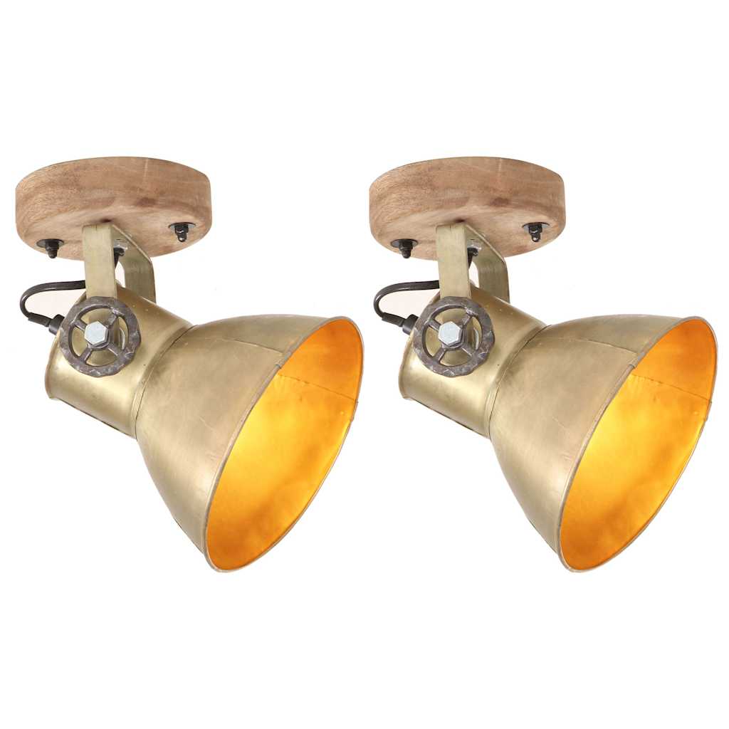 vidaXL Industrial Wall/Ceiling Lamps 2 pcs Brass 20x25 cm E27 1