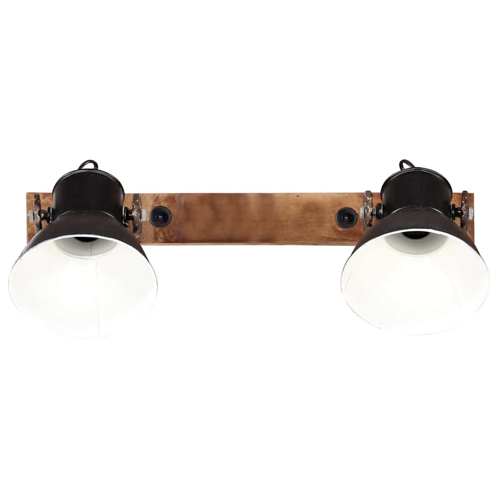vidaXL Wall Lamp | black and brown | iron, solid mango wood | Medium 3