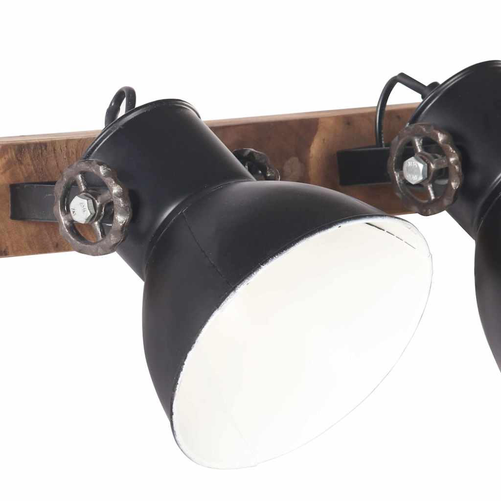vidaXL Wall Lamp | black and brown | iron, solid mango wood | Medium 4