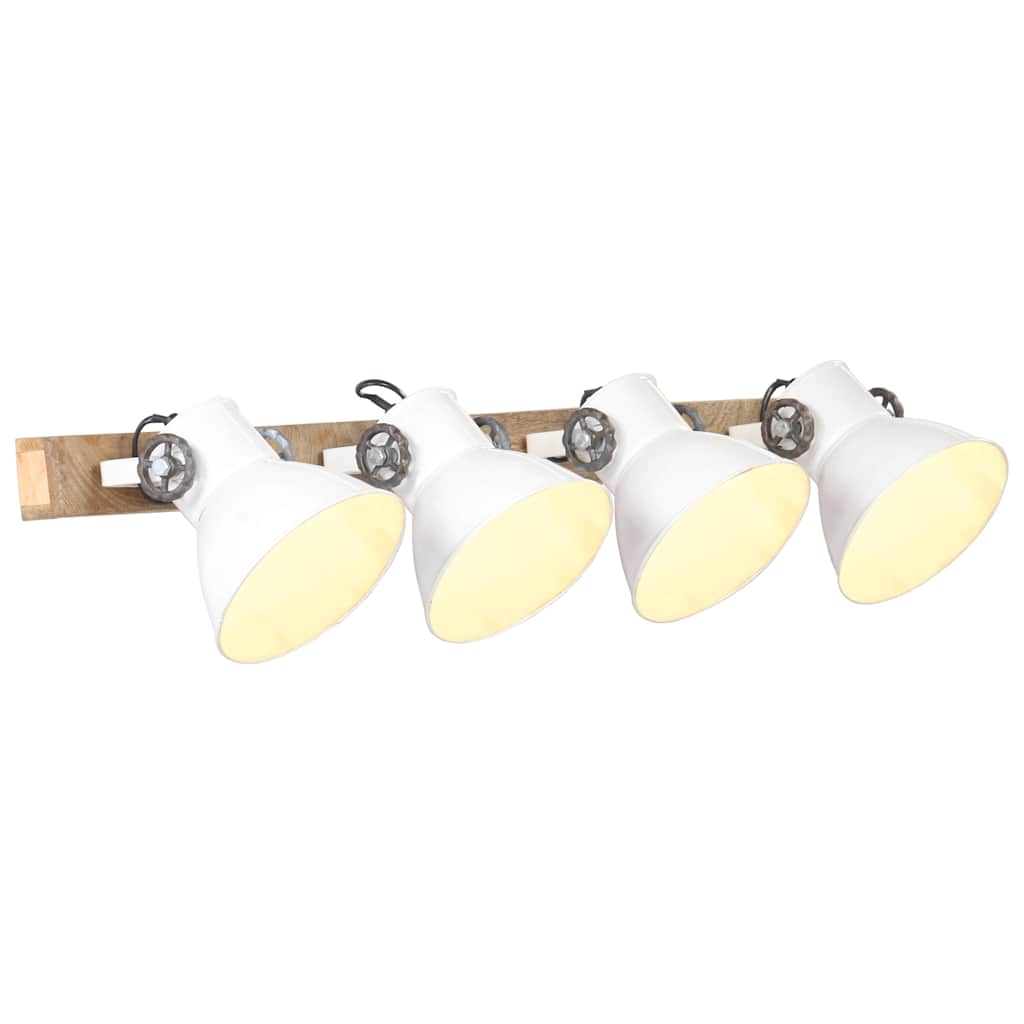 vidaXL Wall Lamp | White, Barn Brown | Iron, Solid Mango Wood | Large 1