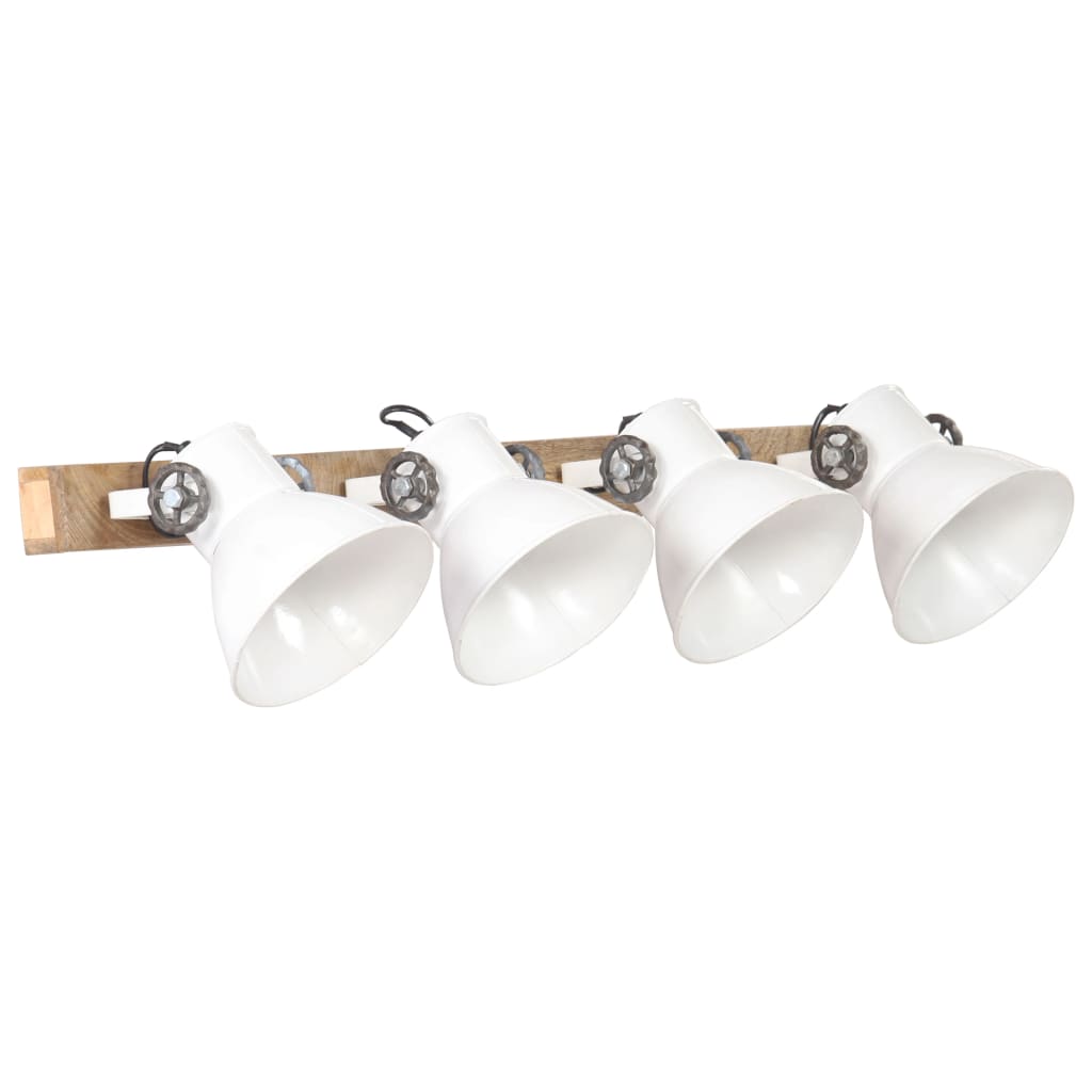 vidaXL Wall Lamp | White, Barn Brown | Iron, Solid Mango Wood | Large 2