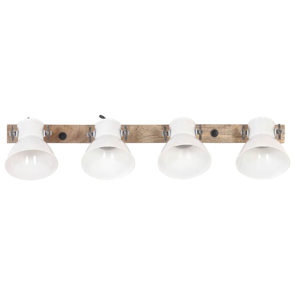 vidaXL Wall Lamp | White, Barn Brown | Iron, Solid Mango Wood | Large 3