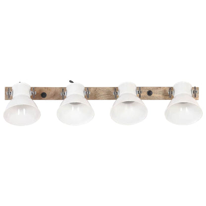 vidaXL Wall Lamp | White, Barn Brown | Iron, Solid Mango Wood | Large 3