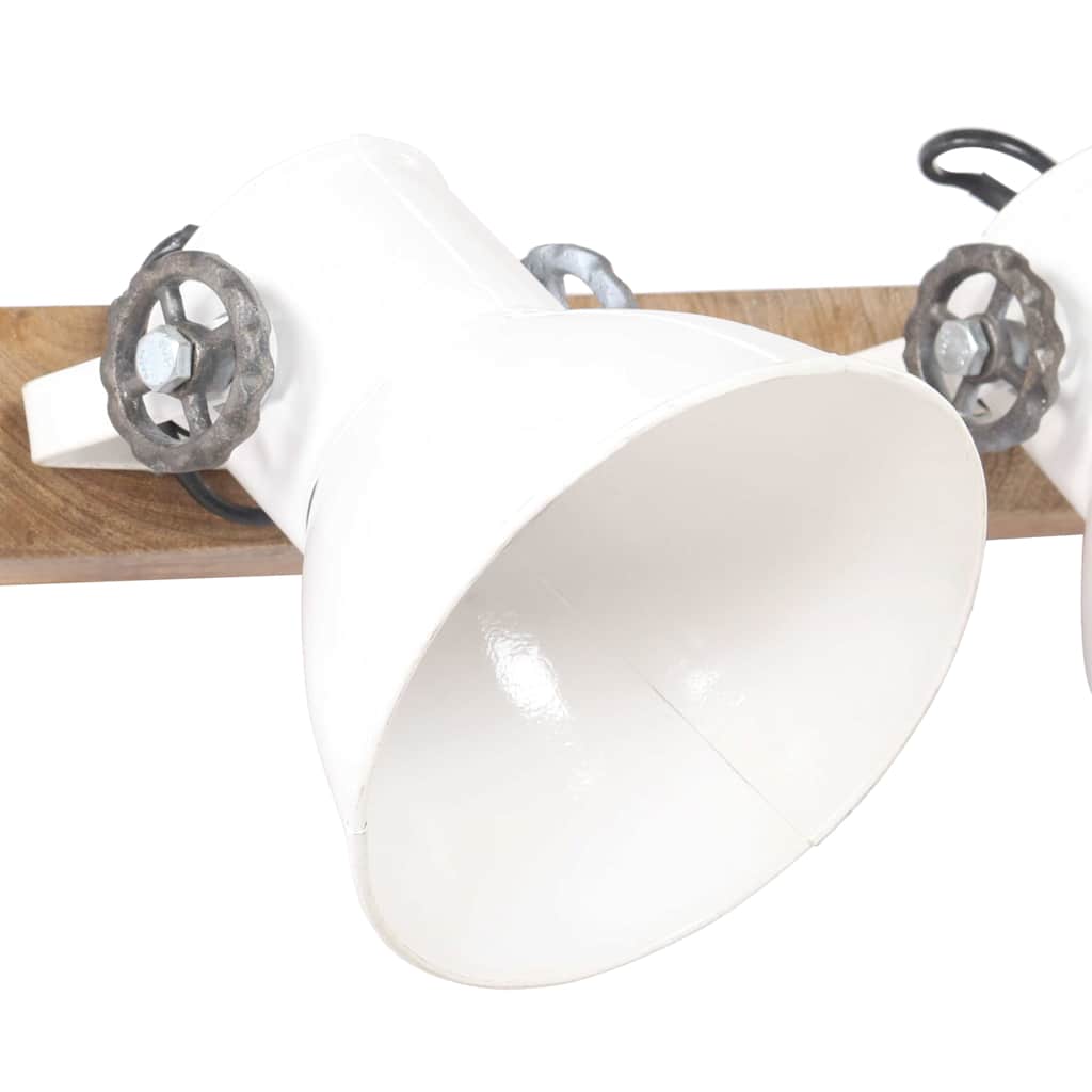 vidaXL Wall Lamp | White, Barn Brown | Iron, Solid Mango Wood | Large 4