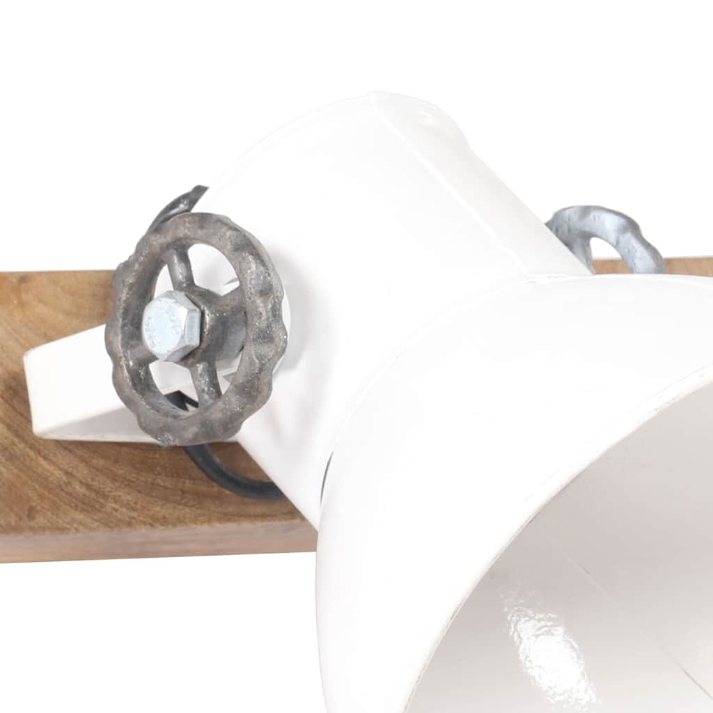 vidaXL Wall Lamp | White, Barn Brown | Iron, Solid Mango Wood | Large 5