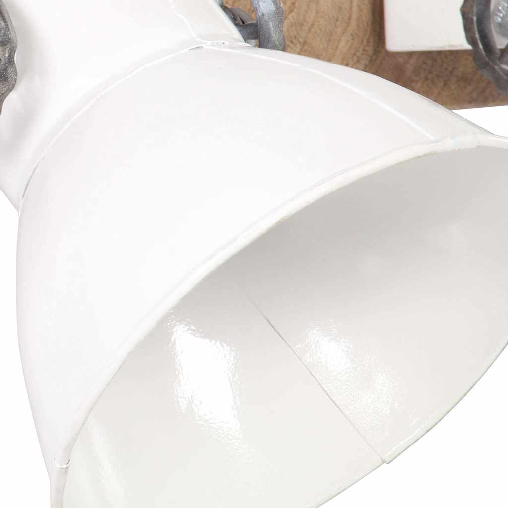 vidaXL Wall Lamp | White, Barn Brown | Iron, Solid Mango Wood | Large 6