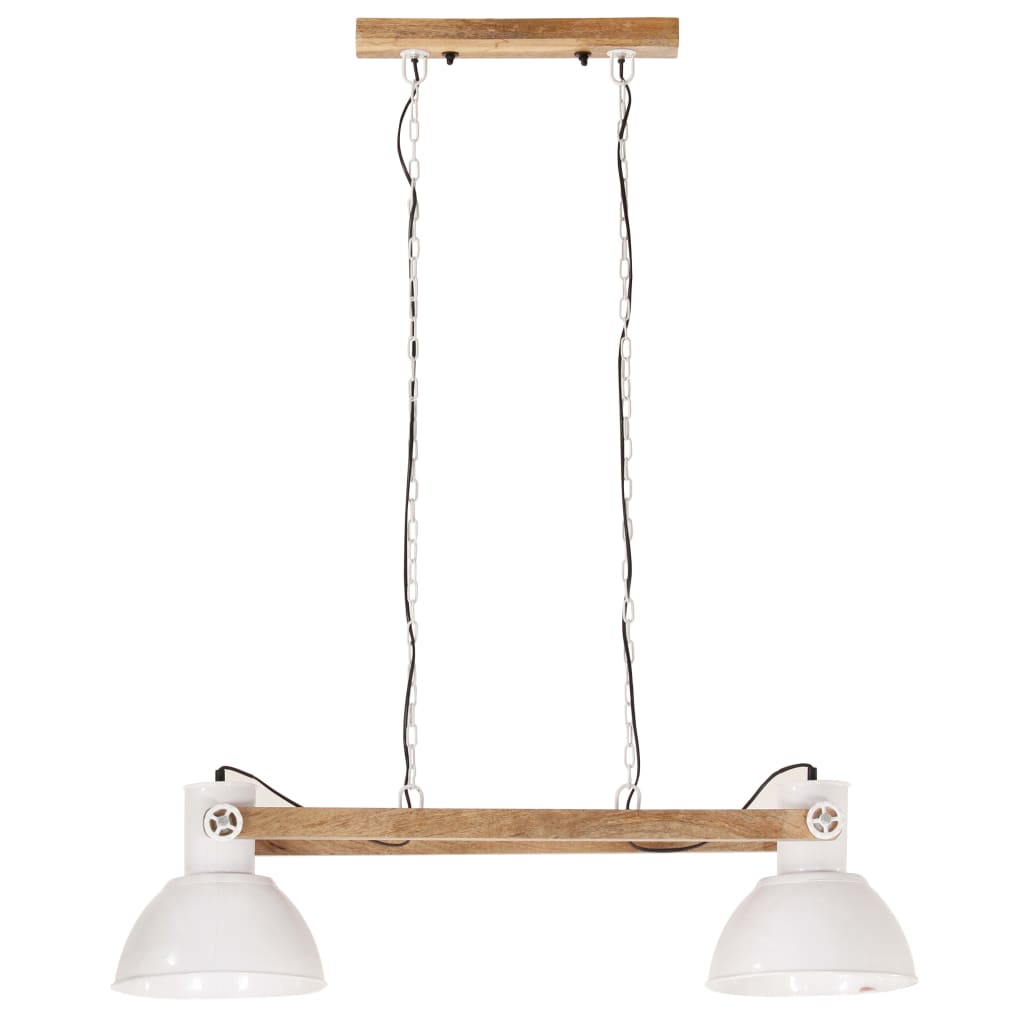 vidaXL Hanging Lamp | White and barn brown | Iron, Solid mango wood | Medium 4