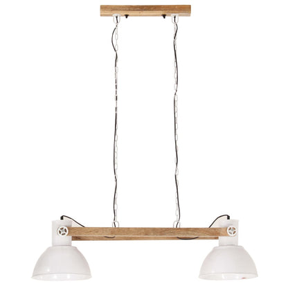 vidaXL Hanging Lamp | White and barn brown | Iron, Solid mango wood | Medium 4