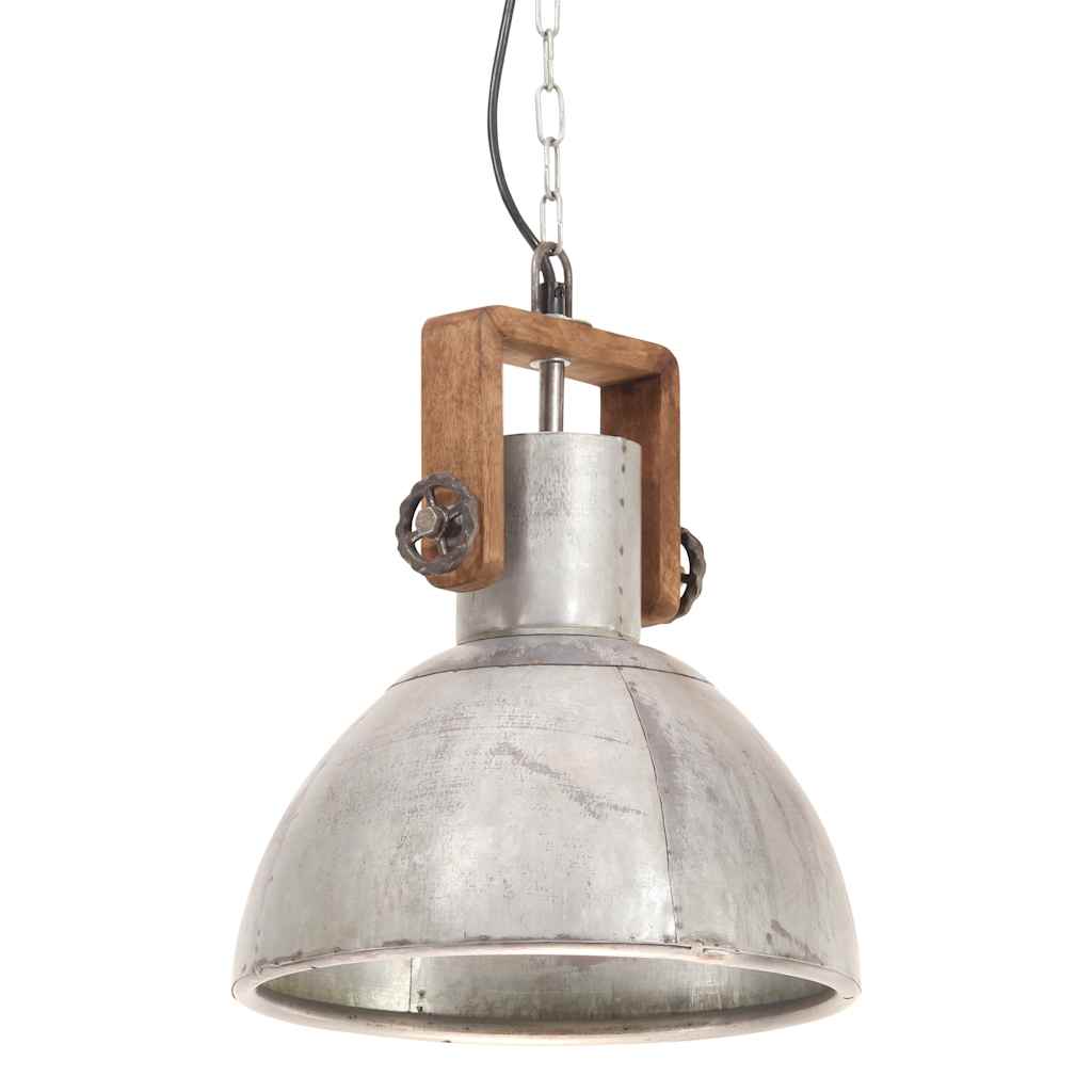 vidaXL Industrial Hanging Lamp 25 W Silver Round 30 cm E27 2