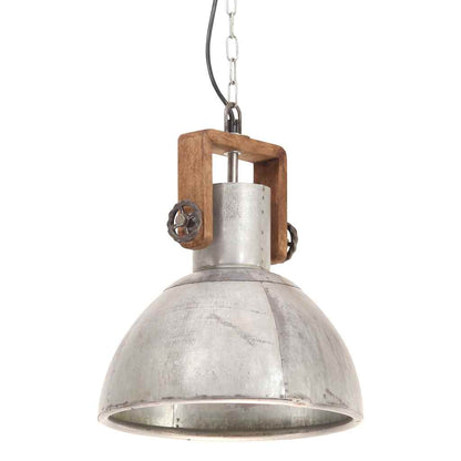 vidaXL Industrial Hanging Lamp 25 W Silver Round 30 cm E27 2