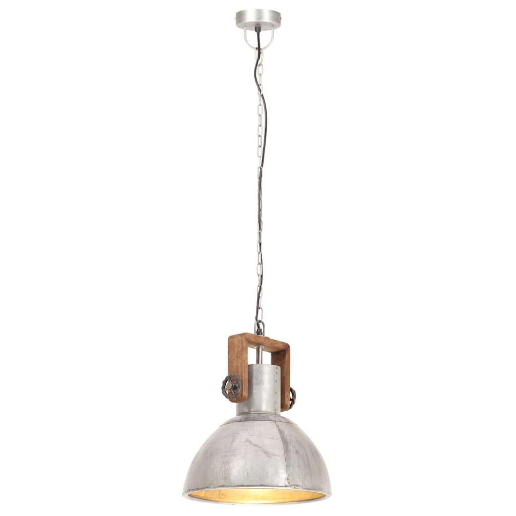 vidaXL Industrial Hanging Lamp 25 W Silver Round 30 cm E27 3