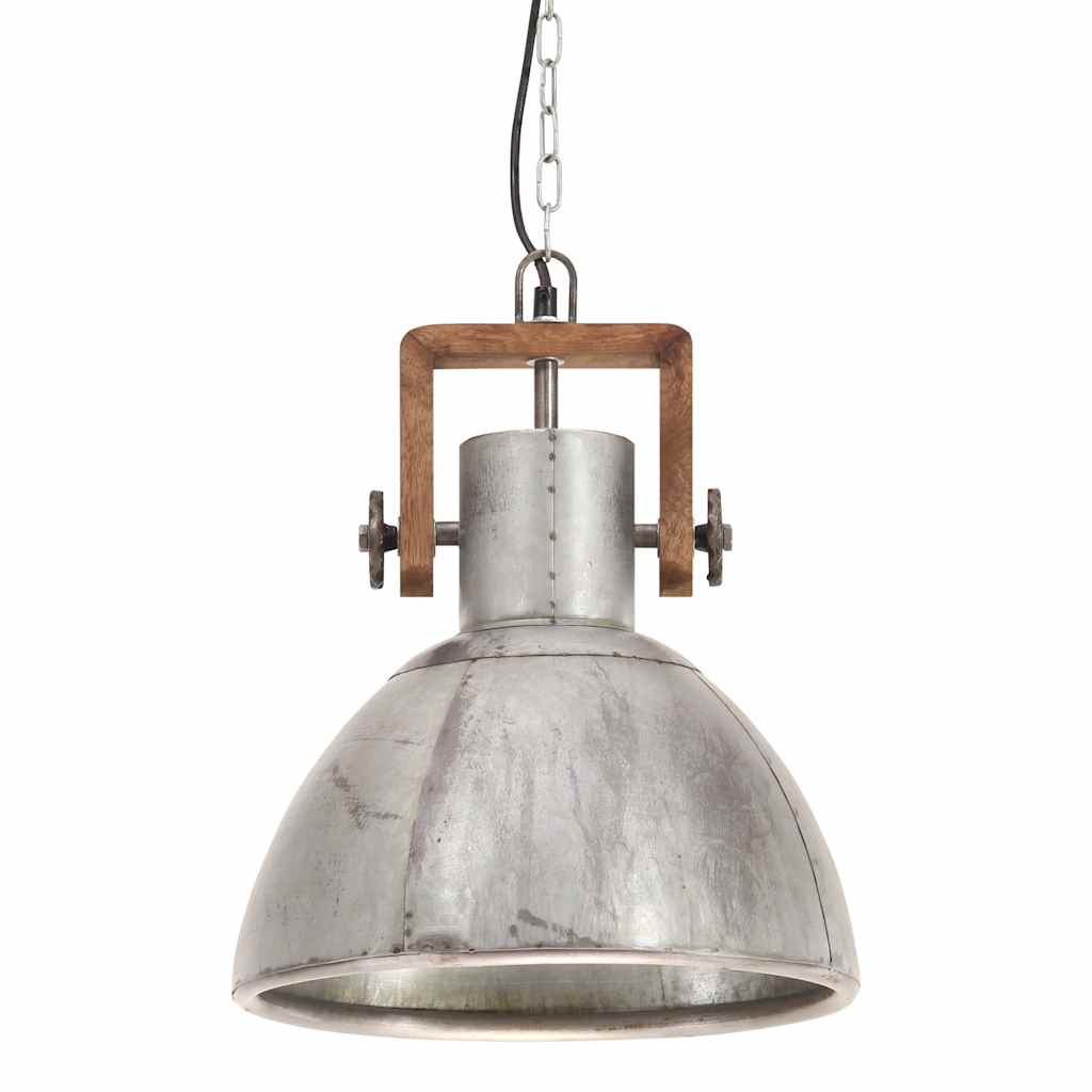 vidaXL Industrial Hanging Lamp 25 W Silver Round 30 cm E27 5