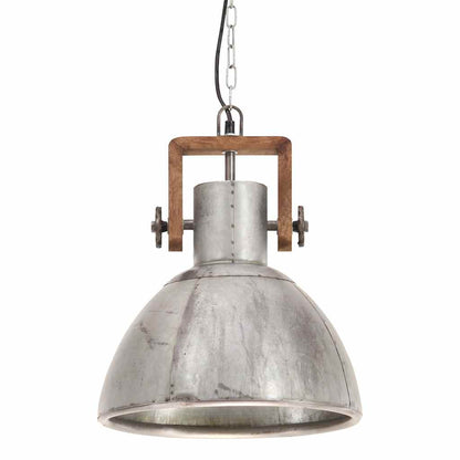 vidaXL Industrial Hanging Lamp 25 W Silver Round 30 cm E27 5