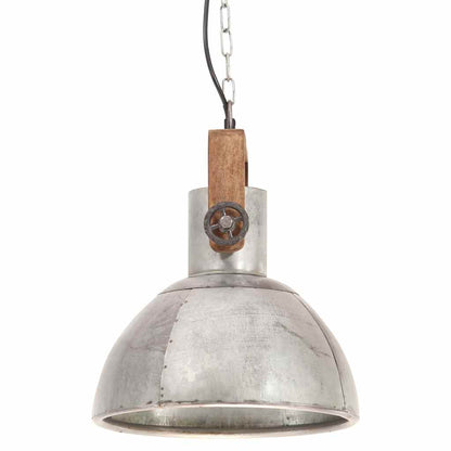 vidaXL Industrial Hanging Lamp 25 W Silver Round 30 cm E27 6
