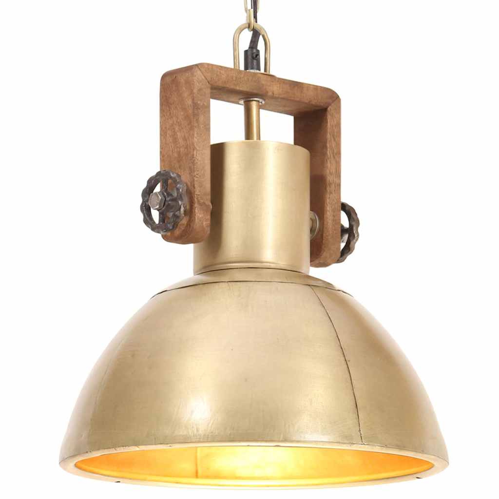 vidaXL Hanging Lamp | Brass, Brown | Iron with brass plating, Solid mango wood 1