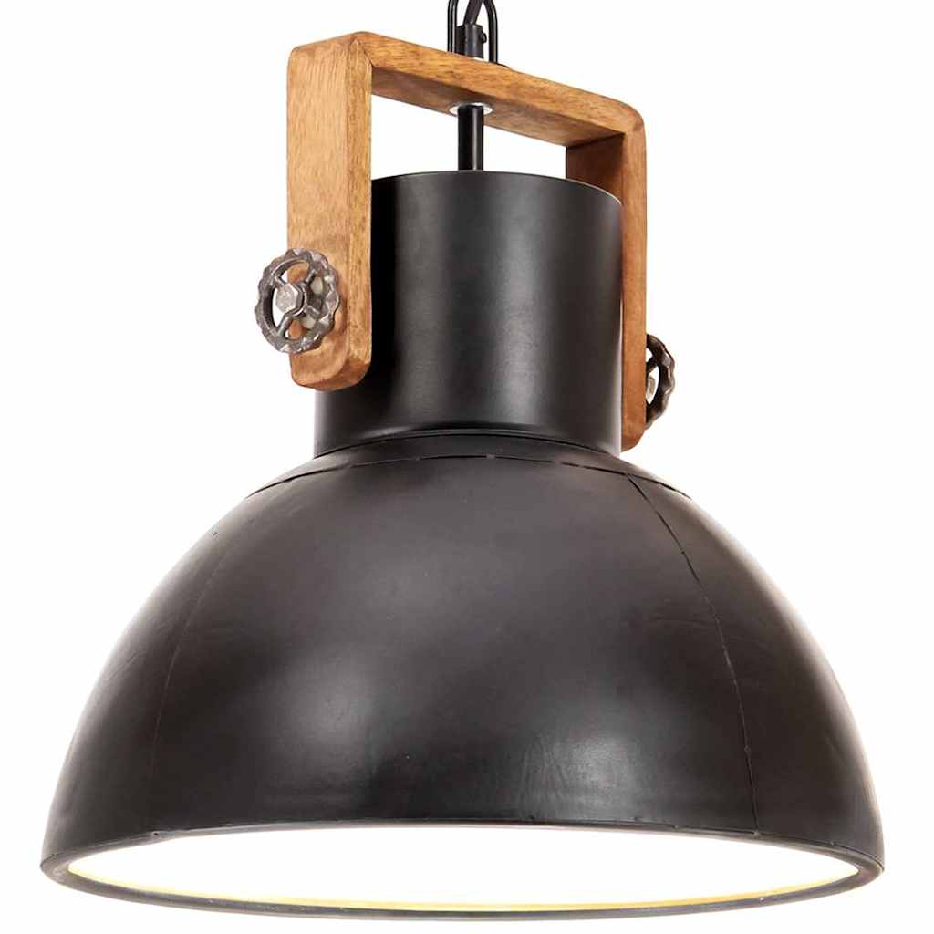 vidaXL Hanging Lamp | Black and brown | Iron and solid mango wood | Medium 1