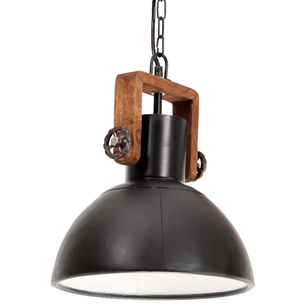 vidaXL Hanging Lamp | Black and brown | Iron and solid mango wood | Medium 2